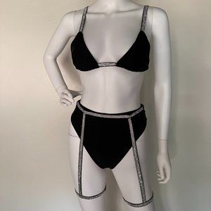 diamond thigh high bikini set